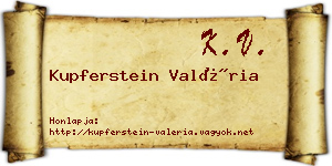 Kupferstein Valéria névjegykártya